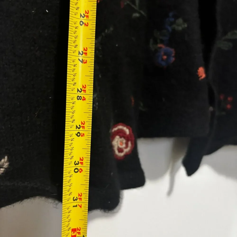 Sarah Spencer‎ Embroidered Wool Long Jacket Coat Artsy Whimsigoth L